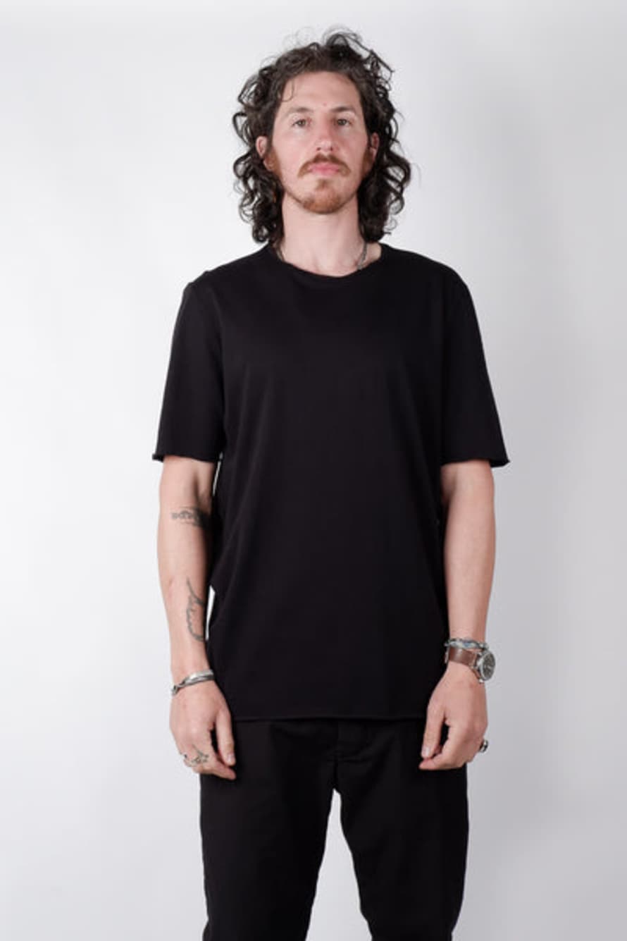 Hannes Roether Relaxed Fit Raw Neck T-shirt Black