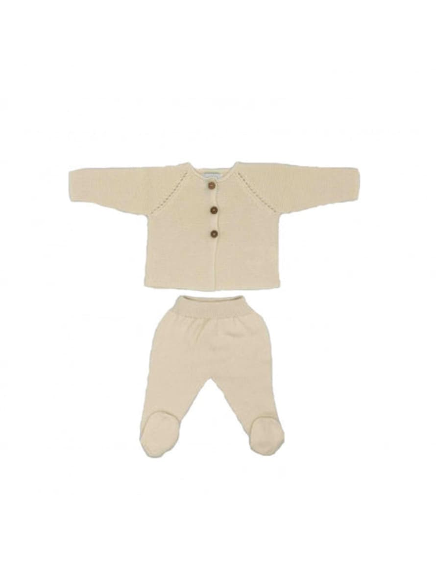 Micu Micu Ecru Baby 2 Piece Outfit - Organic Cotton - 3-6 Months