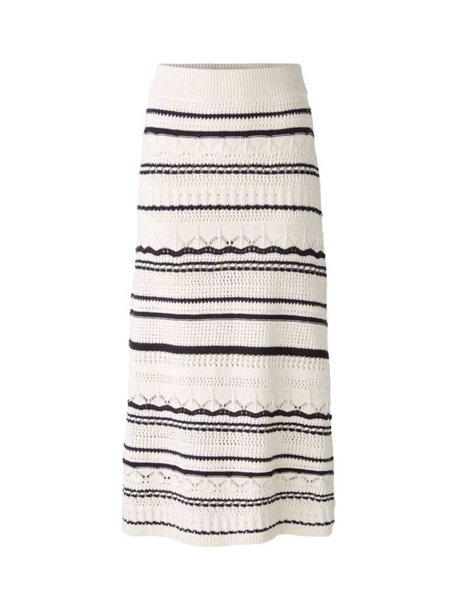 Oui Knitted Midi Skirt Off White & Black