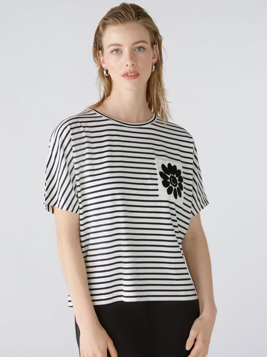Oui Striped T-shirt White & Black