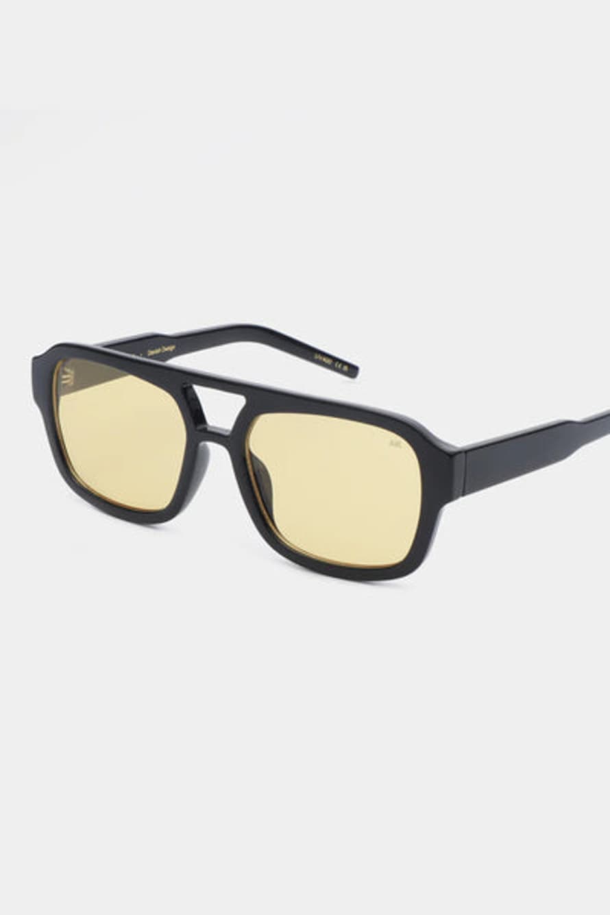 A Kjærbede Kaya Black Yellow Lens Sunglasses