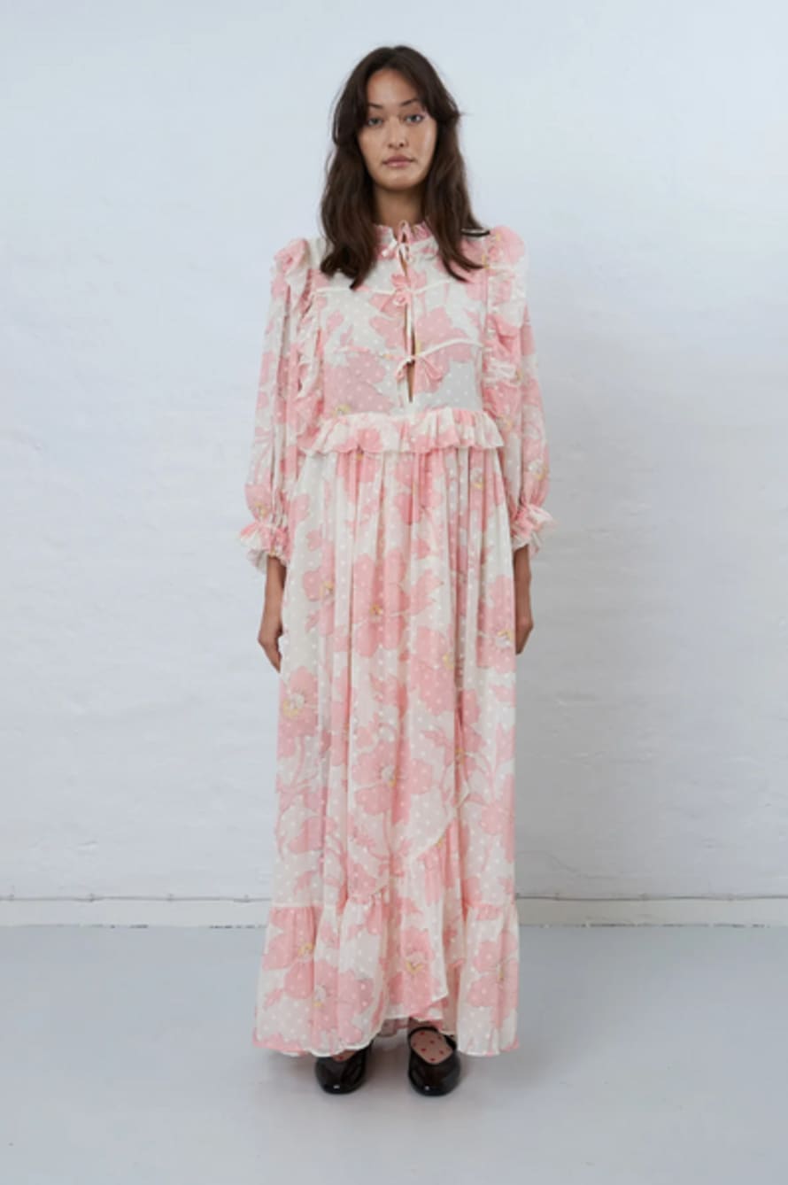 Stella Nova Maxi Chiffon Printed Soft Pink Dress