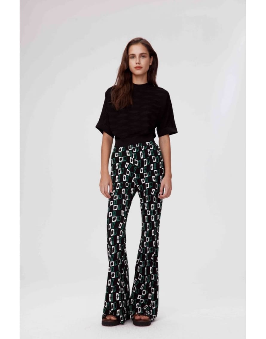 Diane Von Furstenberg Diane Von Furstenberg Brooklyn Chain Slim Flare Trousers Size: S, Col: