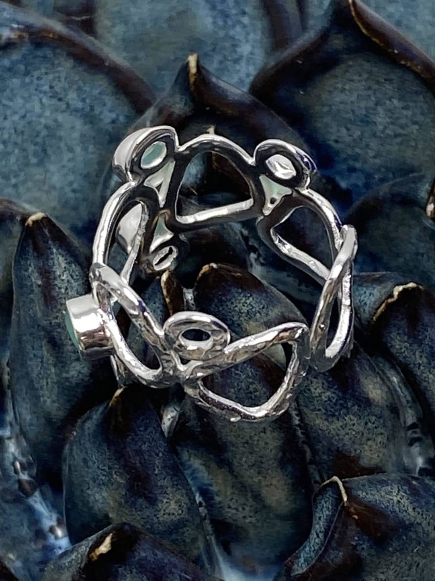AZUNI LONDON Thalia Small Sculptural Ring Silver/lolite