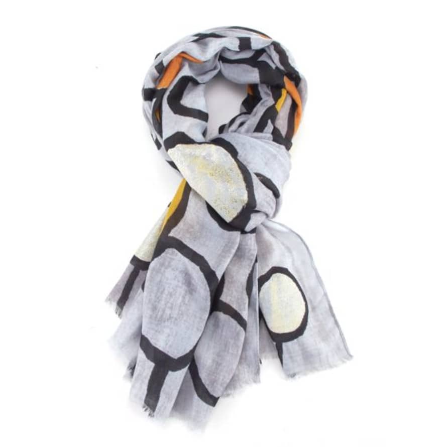 Pure Fashions Grey and Mustard Pebbles Scarf