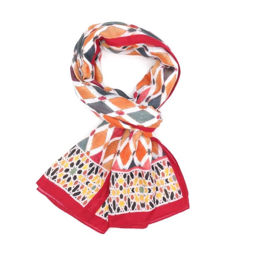 Pure Fashions Geo Print Scarf in Red