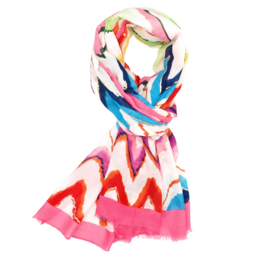 Pure Fashions Golden Waves Scarf in Pink Blue and Purple