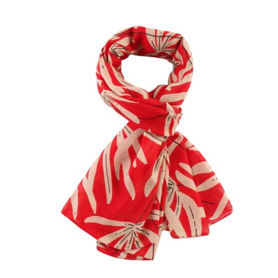 Pure Fashions Floral Burst Scarf in Red
