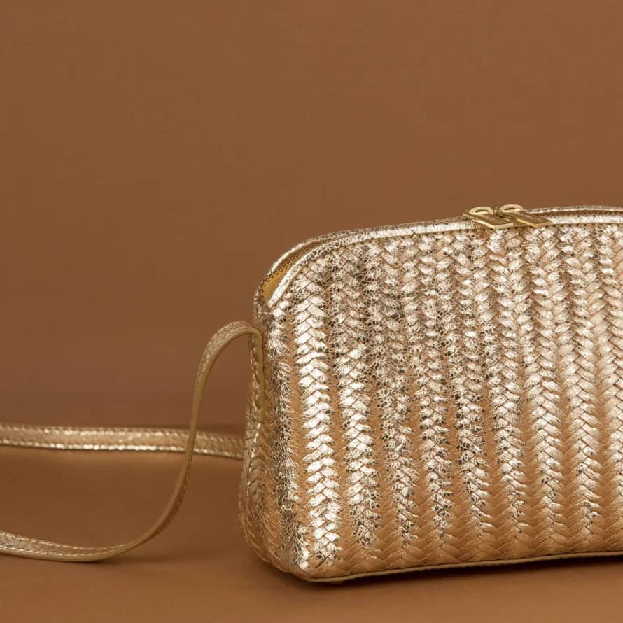 MADE THE EDIT Gold Leather Braided Bag