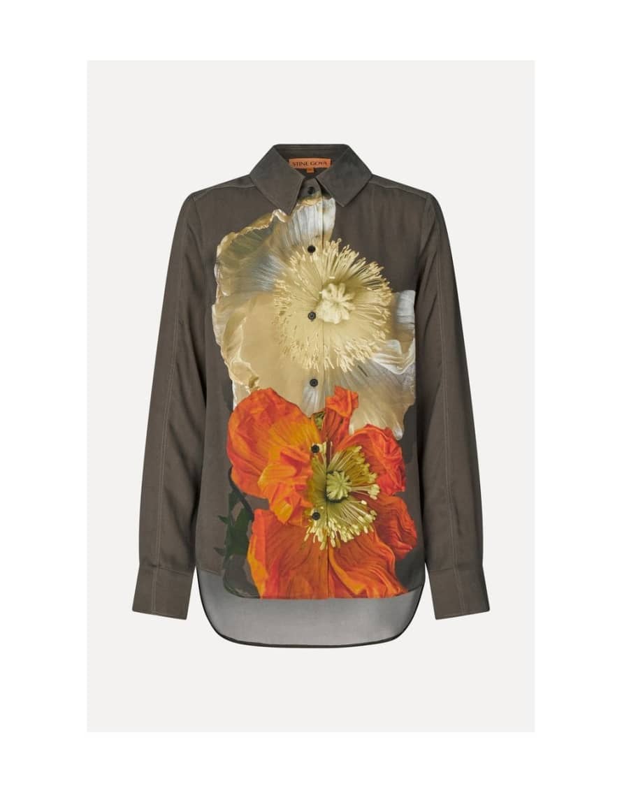 Stine Goya Stine Goya Felix Floral Art Button Up Shirt Col: Grey Multi, Size: L