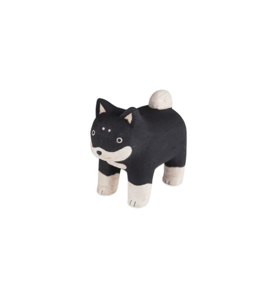 T-lab Polepole White Albizia Wooden Shiba Puppy