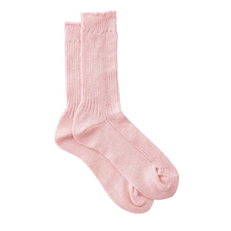 TUSKcollection Linen Knitted Socks Pink