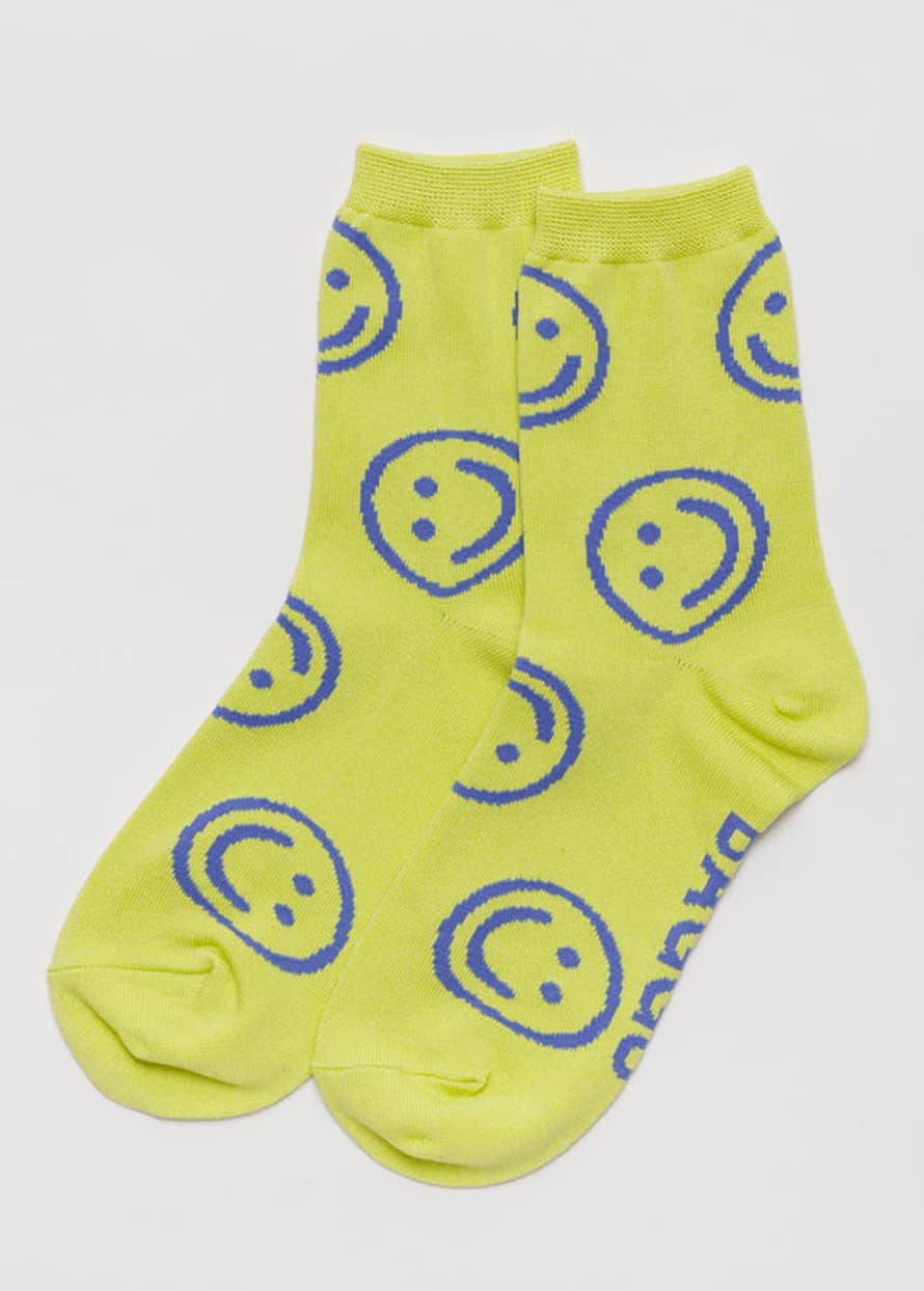 Baggu Crew Sock - Citron Happy