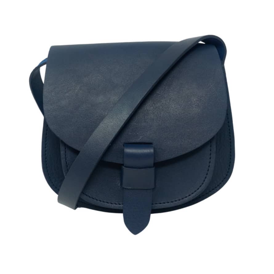Atelier Marrakech Maya Blue Leather Saddle Bag