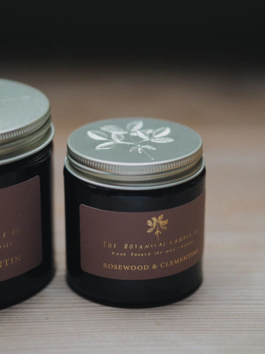 The Botanical Candle Company Rosewood & Clementine Soy Candle In Amber Jar