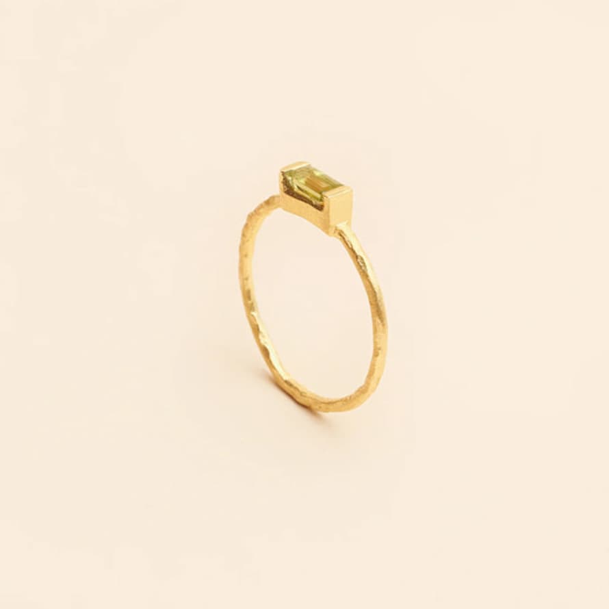 TUSKcollection Sati Gold Ring With Green Amethyst