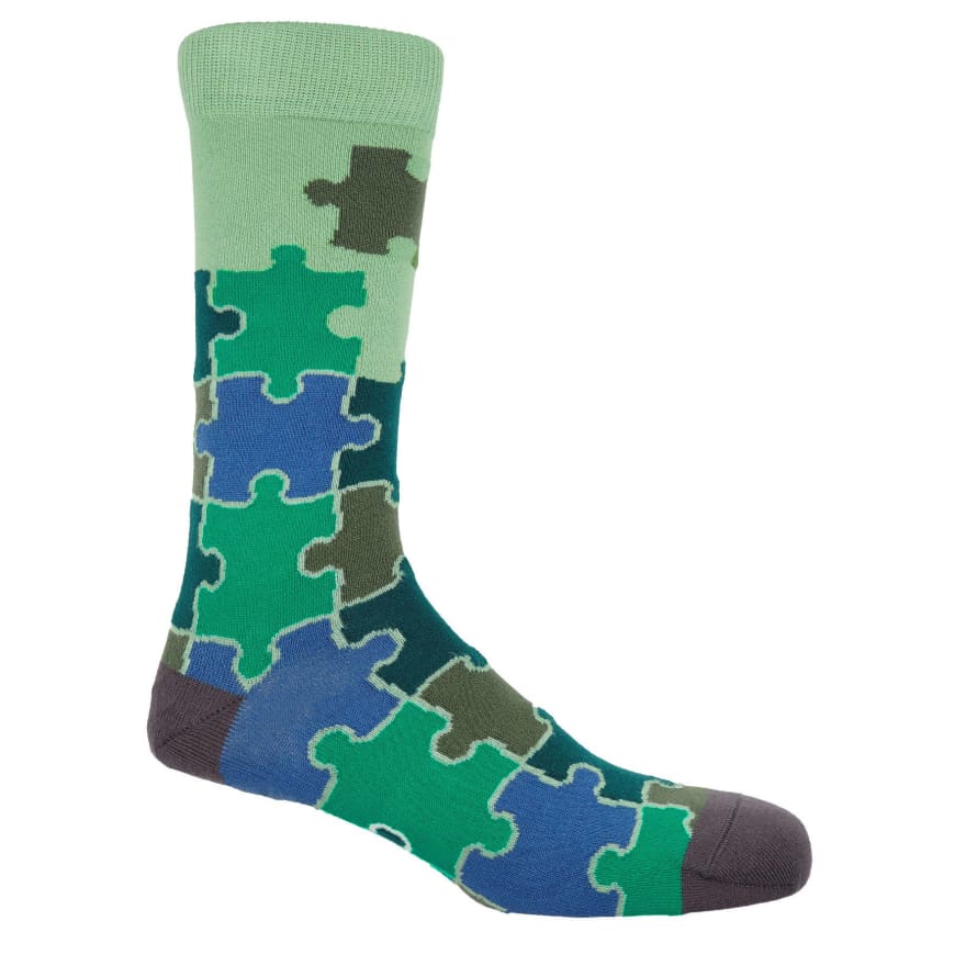Peper Harow Jigsaw Men's Socks: Green