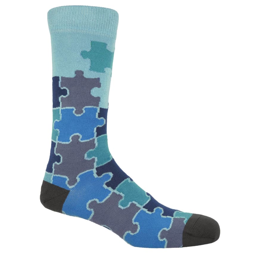 Peper Harow Jigsaw Men's Socks: Blue