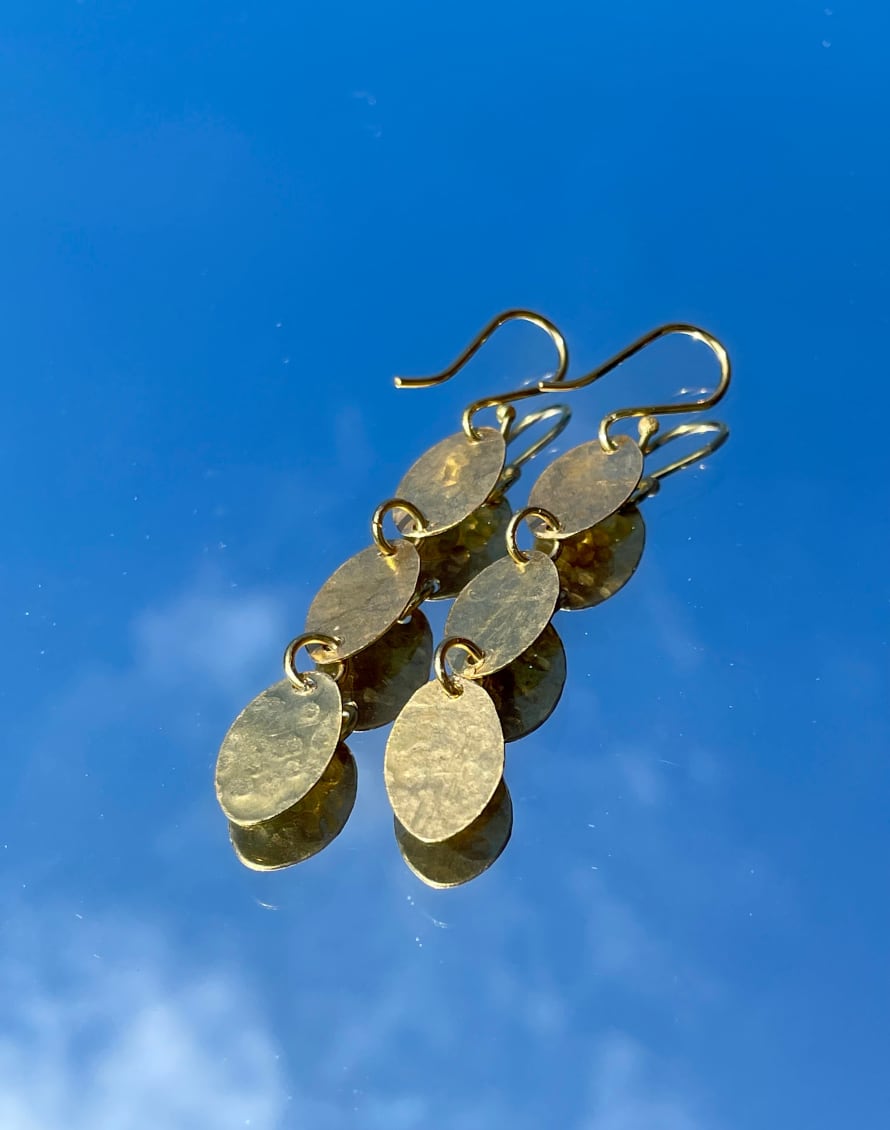 Bombolulu Bombolulu Small Three Disc Earrings- Brass Plated