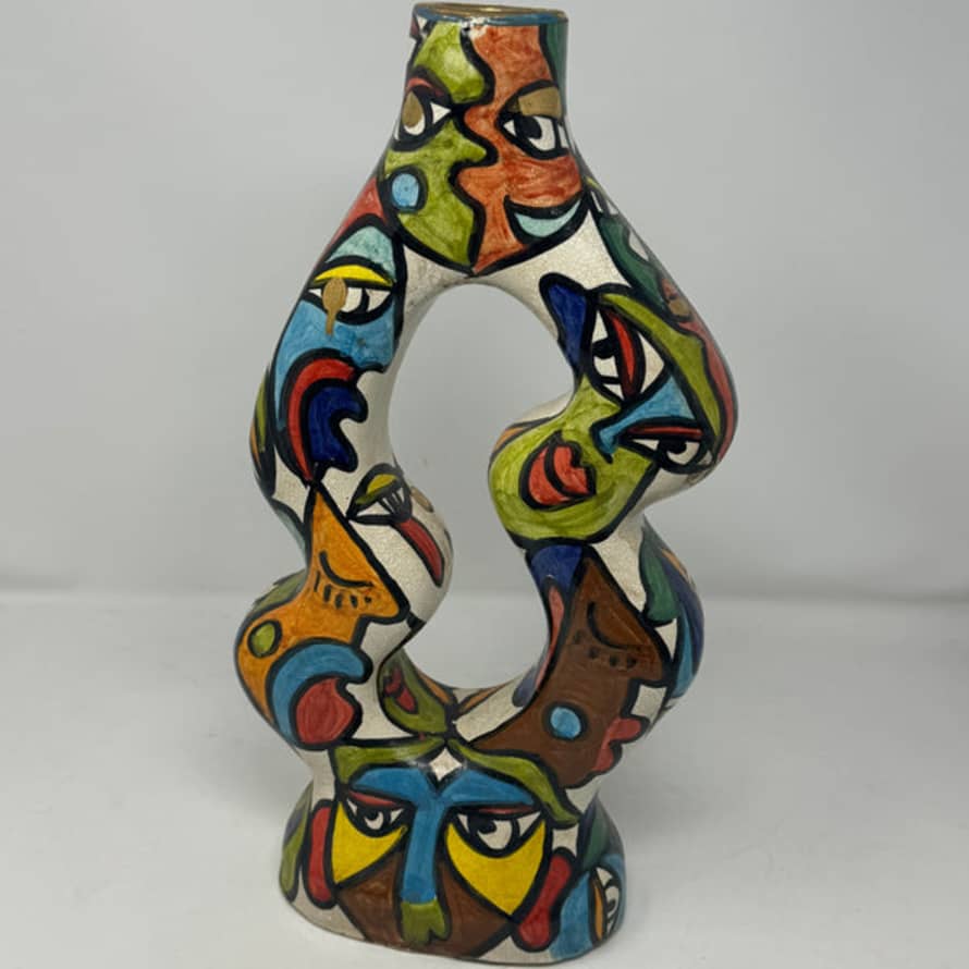 Artisan Stories Cubist Design Ceramic 2 Waves Vase