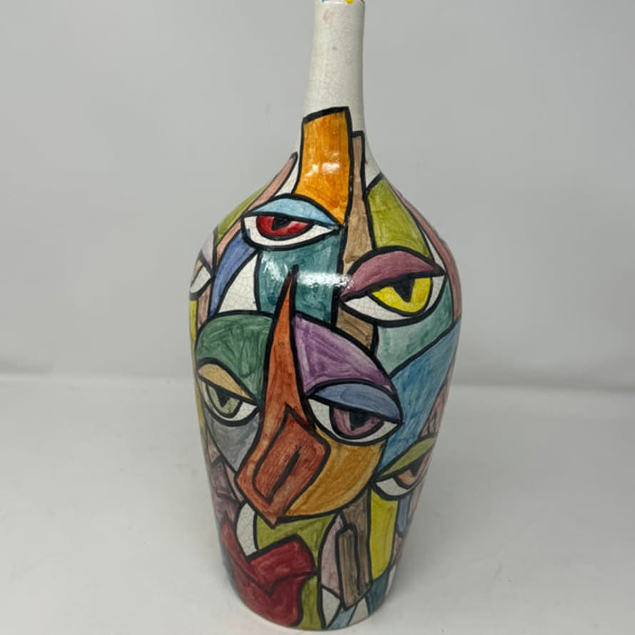 Artisan Stories Cubist Design Ceramic Stem Vase