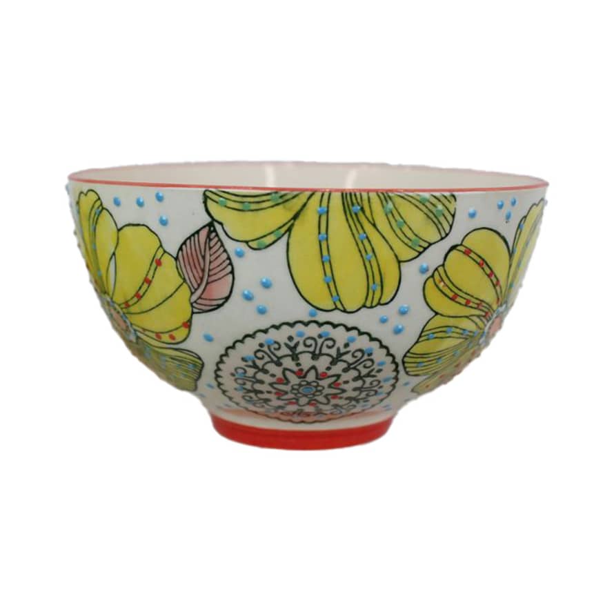 Richard Lang & Son Yellow Floral Stoneware Bowl