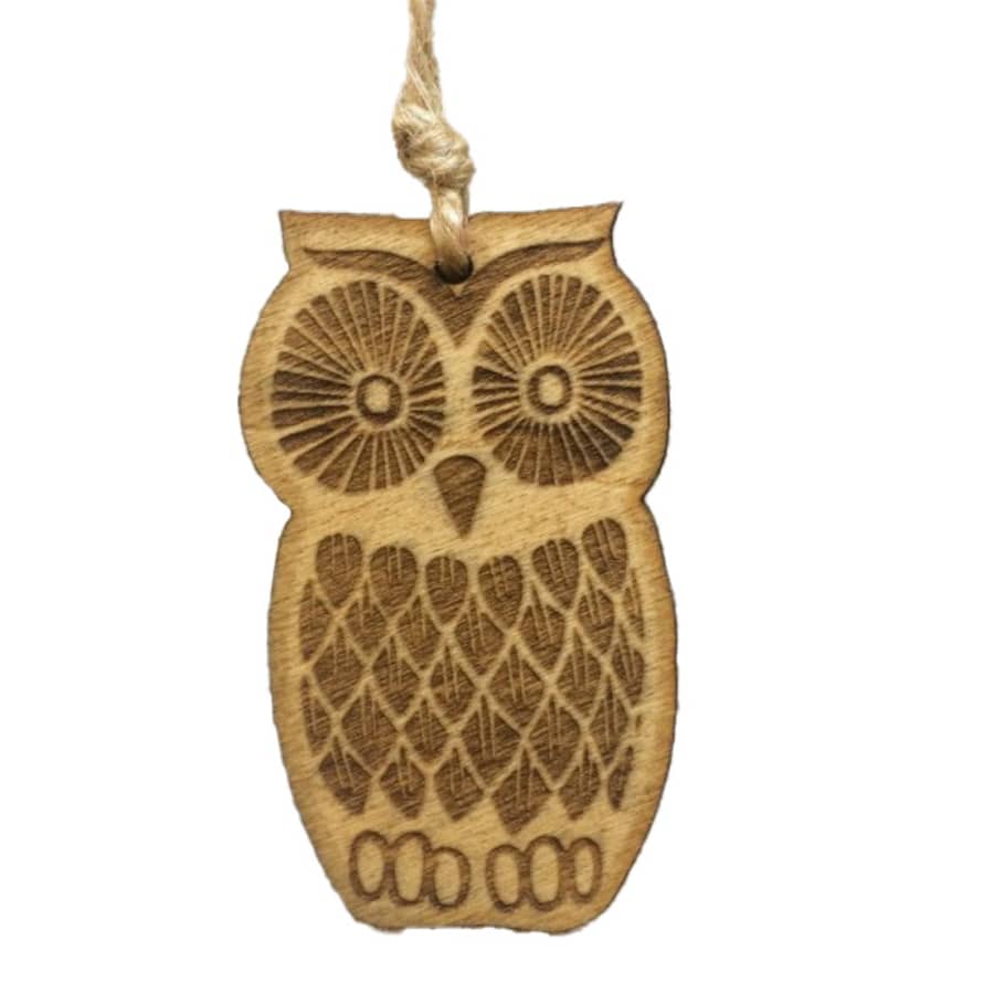 Cornish Whispers Wooden Owl Decoration