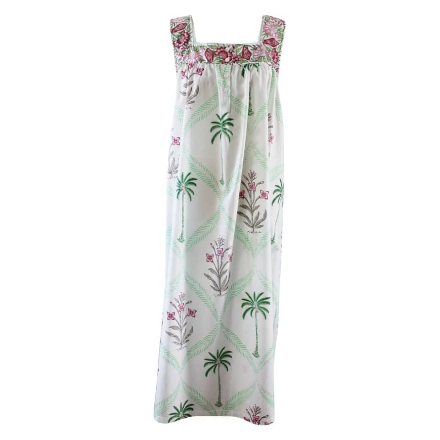 Powell Craft Ladies Floral Pink Palm Cotton Nightdress 'Rae'