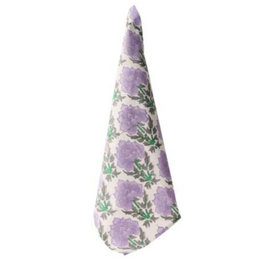 livs Cotton Tea Towel - Artisan Purple & Green Floral