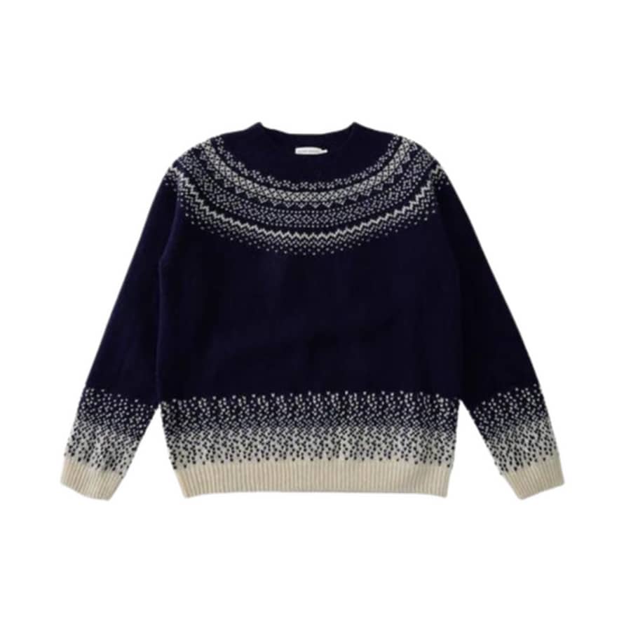Harley of Scotland Fairisle Speckled Jumper - Cream And New Navy