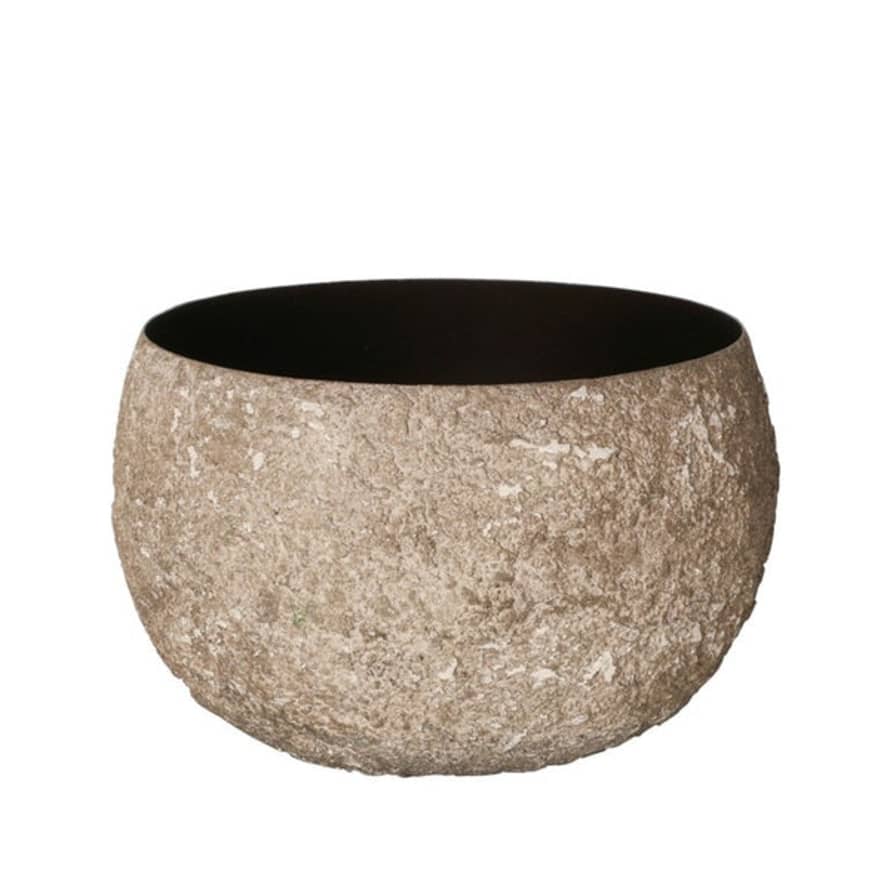 Not specified Metal Plant Pot - Bowl Stone Finish (13x20cm)