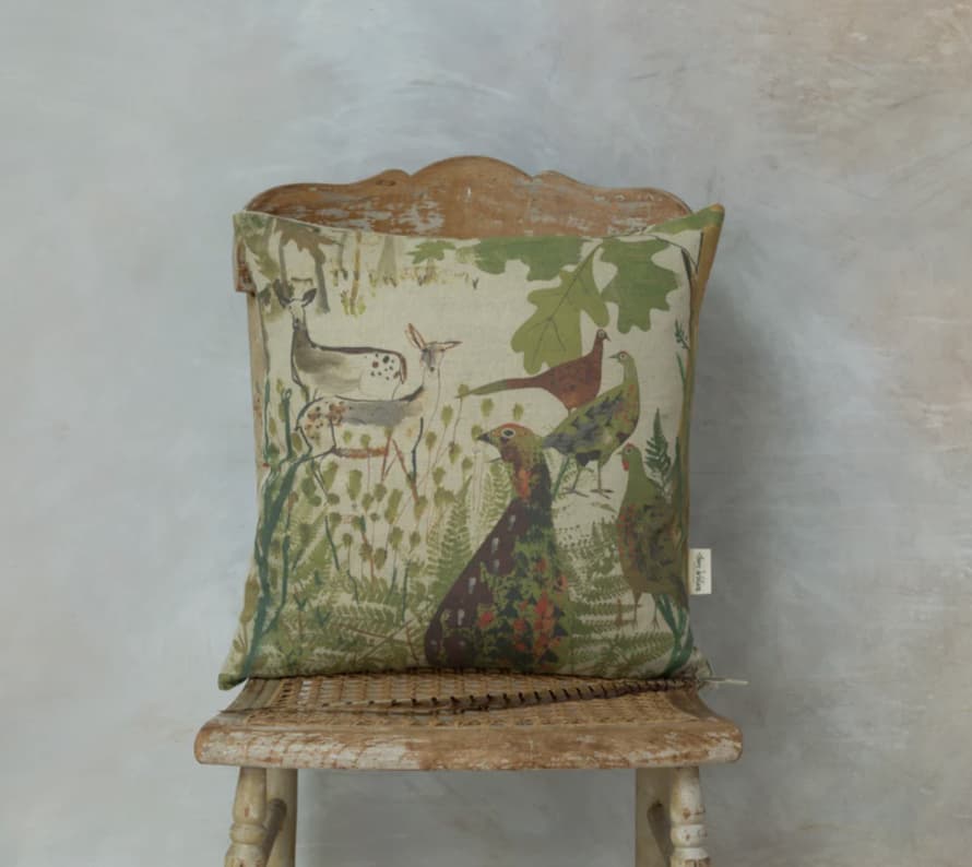 Sam Wilson 46 x 46cm Pheasant and Deer Cushion