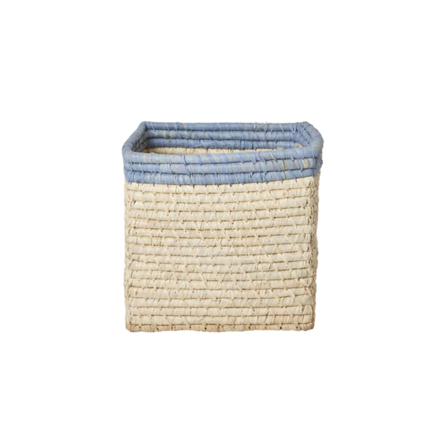 rice Small Blue Natural Raffia Basket