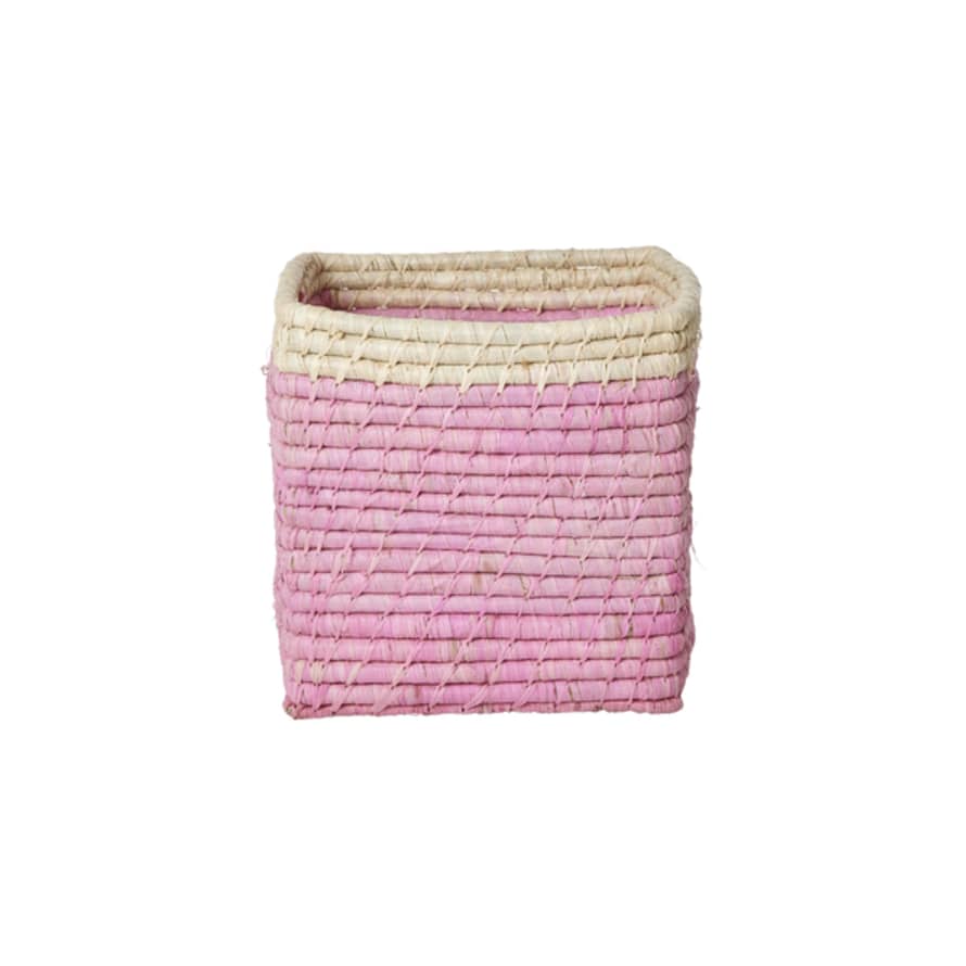 rice Small Soft Pink Natural Raffia Basket