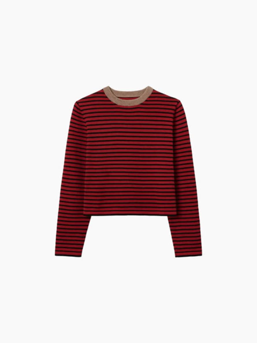 Cordera Merino Wool Striped T-shirt Red