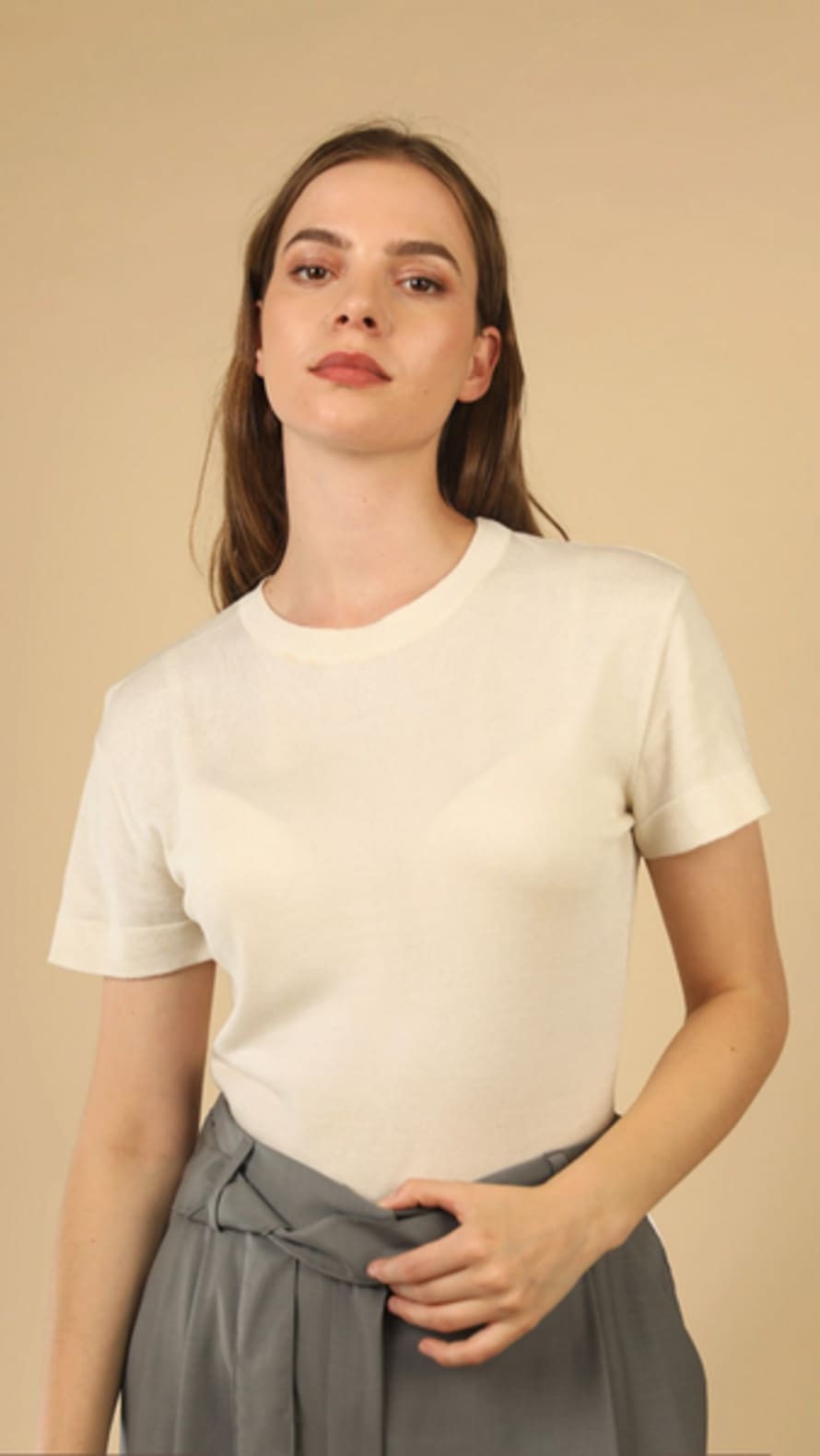 Lora Gene The Essential Silk Knitted T-shirt By