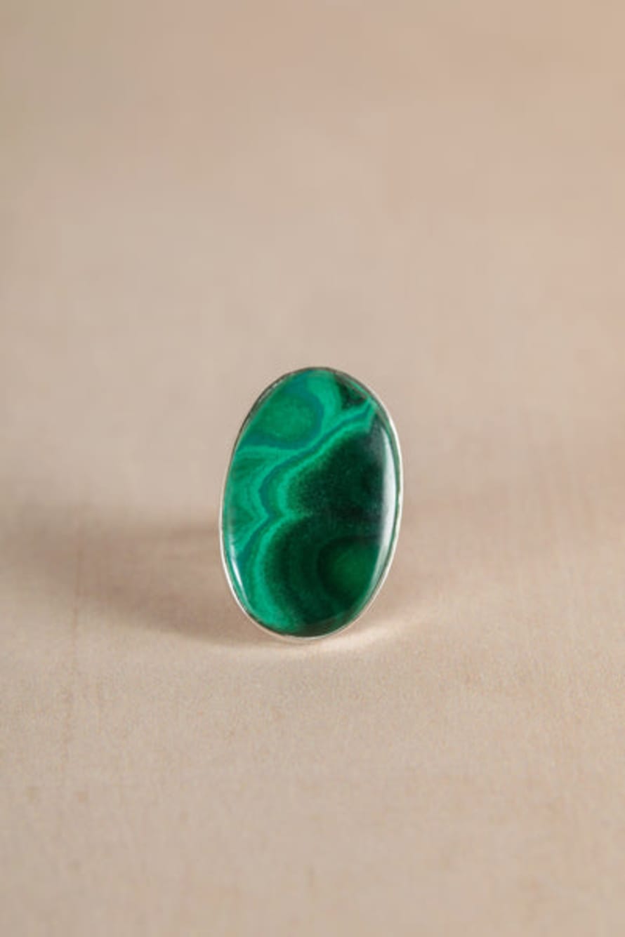 Sunshine and Snow Vintage Malachite Silver Ring