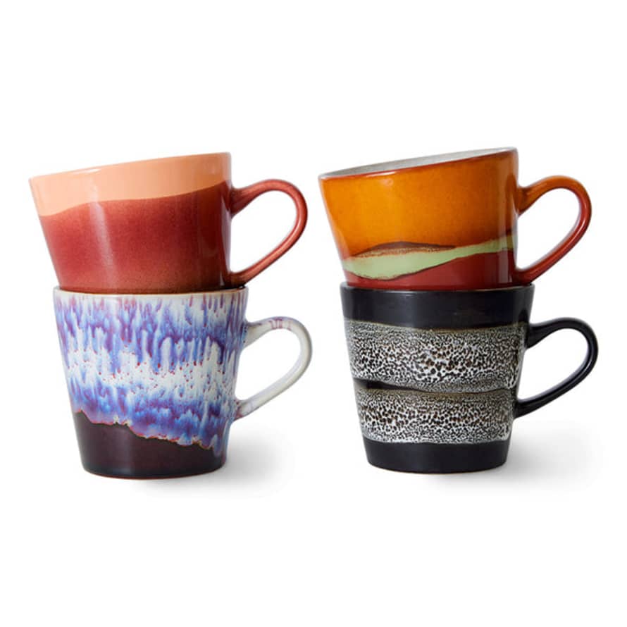 HK Living 70s Ceramics: Americano Mugs Friction (Set of 4)