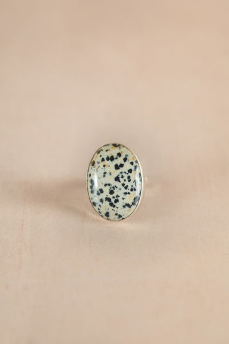 Sunshine and Snow Vintage Dalmation Jasper Ring