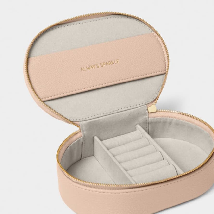 Katie Loxton Oval Jewellery Box In Nude Pink