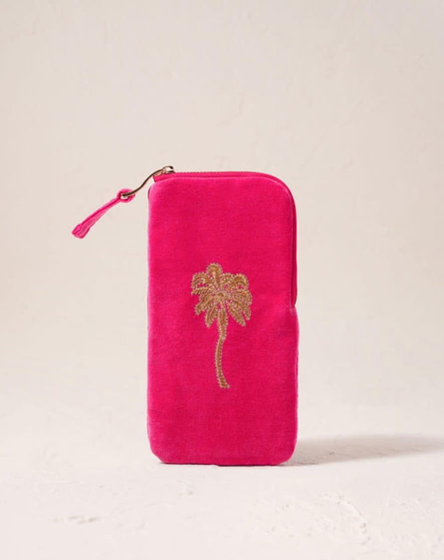 Elizabeth Scarlett - Glasses Case - Gold Palm (pink Velvet)