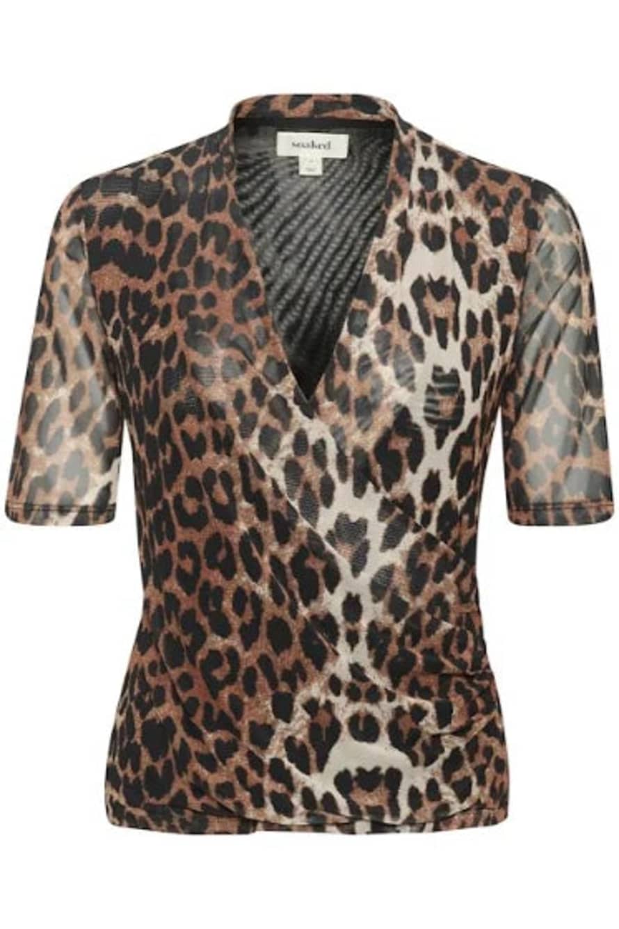 Soaked in Luxury  Aldora Wrap Blouse In Leopard Pattern