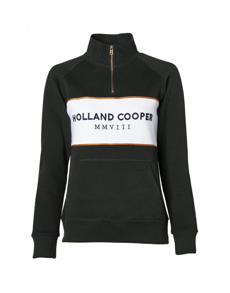 Holland Cooper Holland Cooper Sporting Heritage Zip Henley Col: Racing Green, Size: M