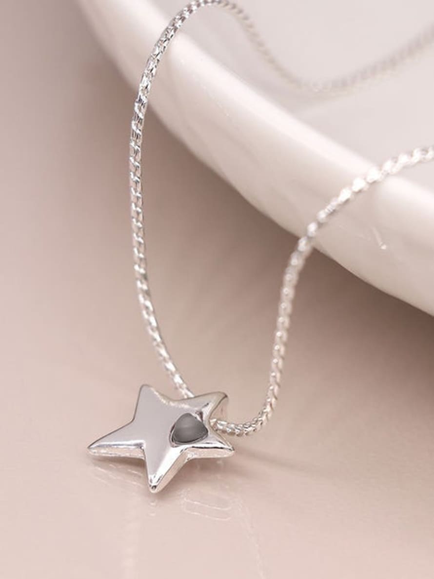 POM Shiny Sp Star Necklace With Inset Heart
