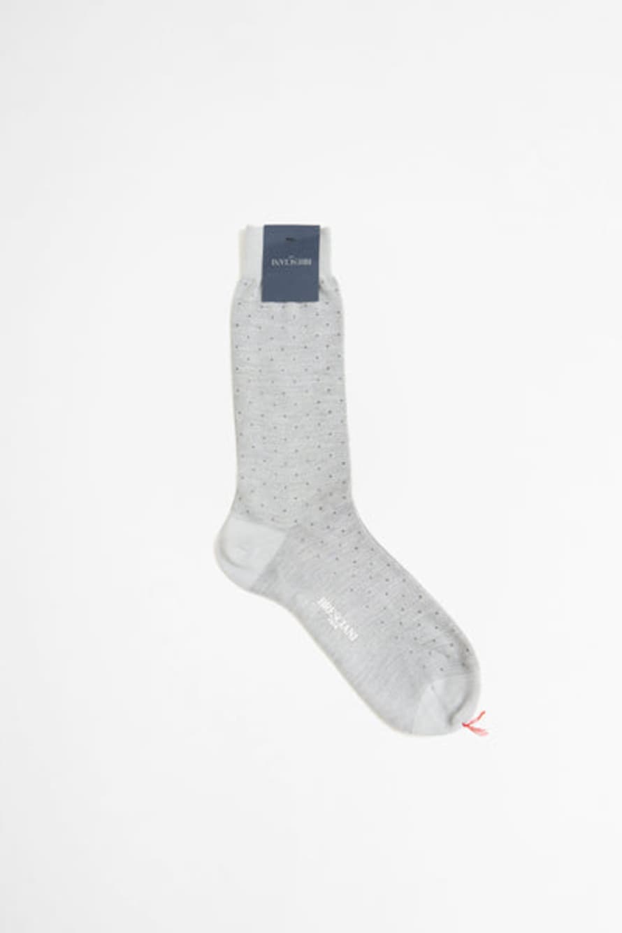 Bresciani Wool Blend Short Socks Ghiaccio/nero