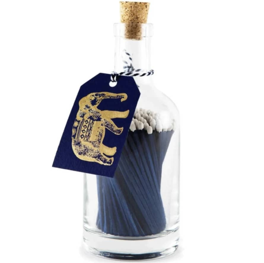 Archivist Hand Crafted Corked Bottle Of Hand Dipped Navy Blue Matches