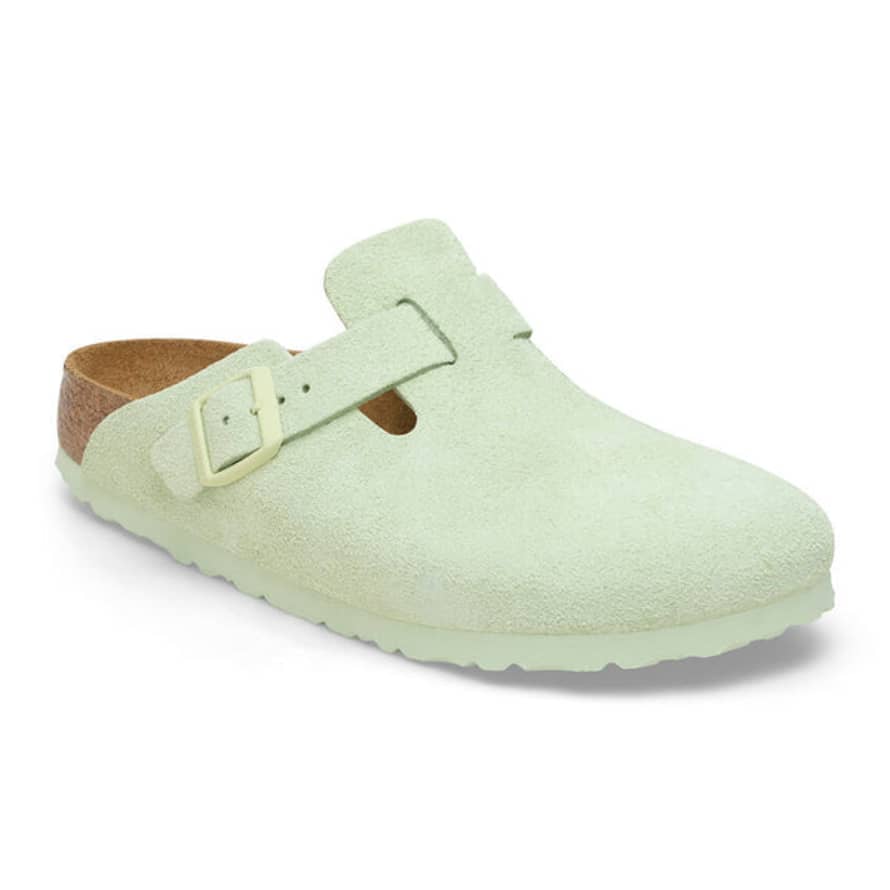 Birkenstock Boston Suede Leather - Faded Lime