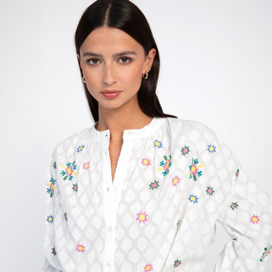 ange  An’ge Embroidered White Shirt