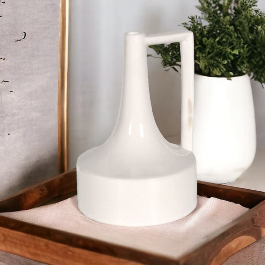 Persora White Crackle Pottery Vase