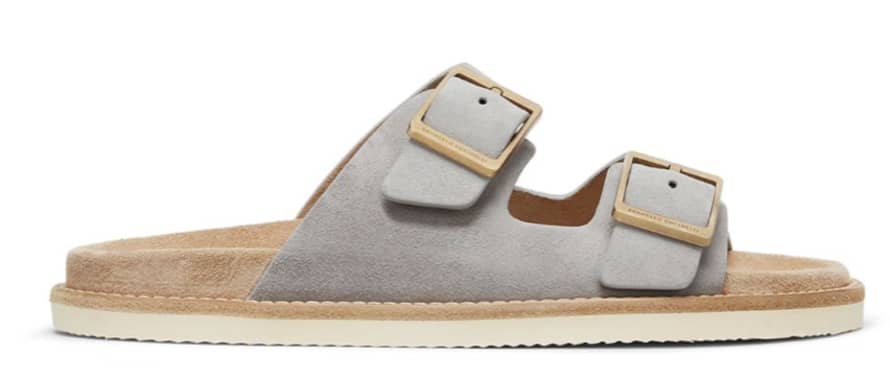 BRUNELLO CUCINELLI Grey Suede Double-Strap Sandals